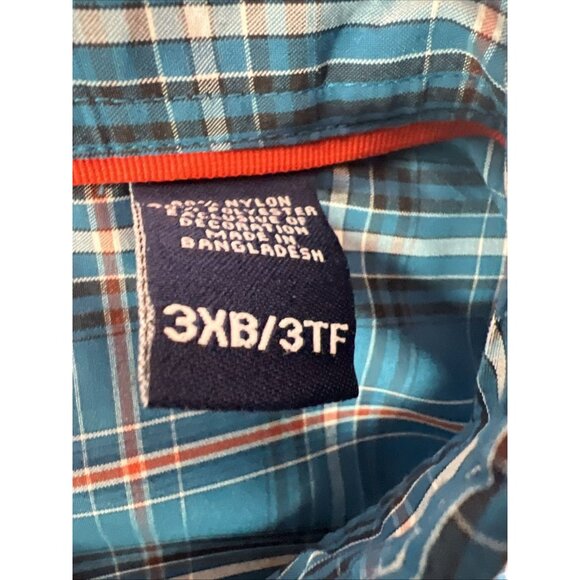 Chaps Blue Plaid Long Sleeve Casual Button Down Men's size 3XL Nylon/Polyester - Picture 3 of 16